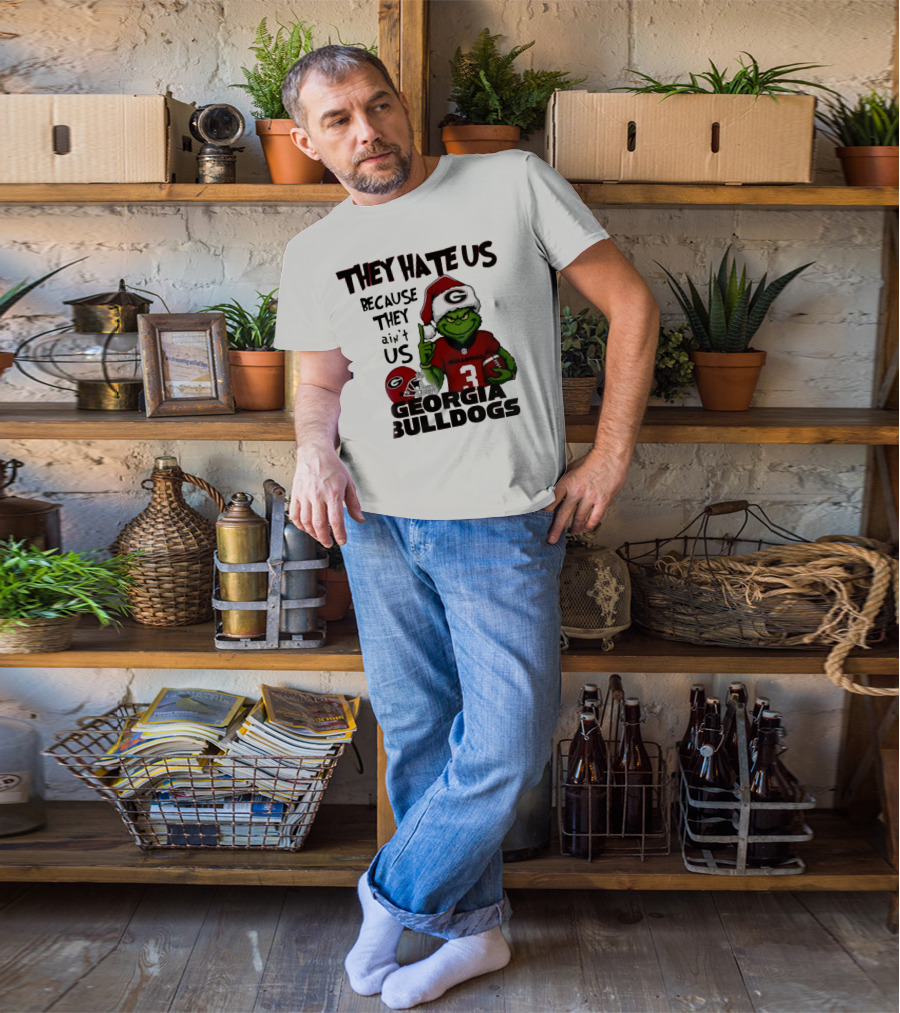 Georgia Bulldogs Grinch They Hate Us Because They Ain’t Us Football Fan Apparel T-Shirt