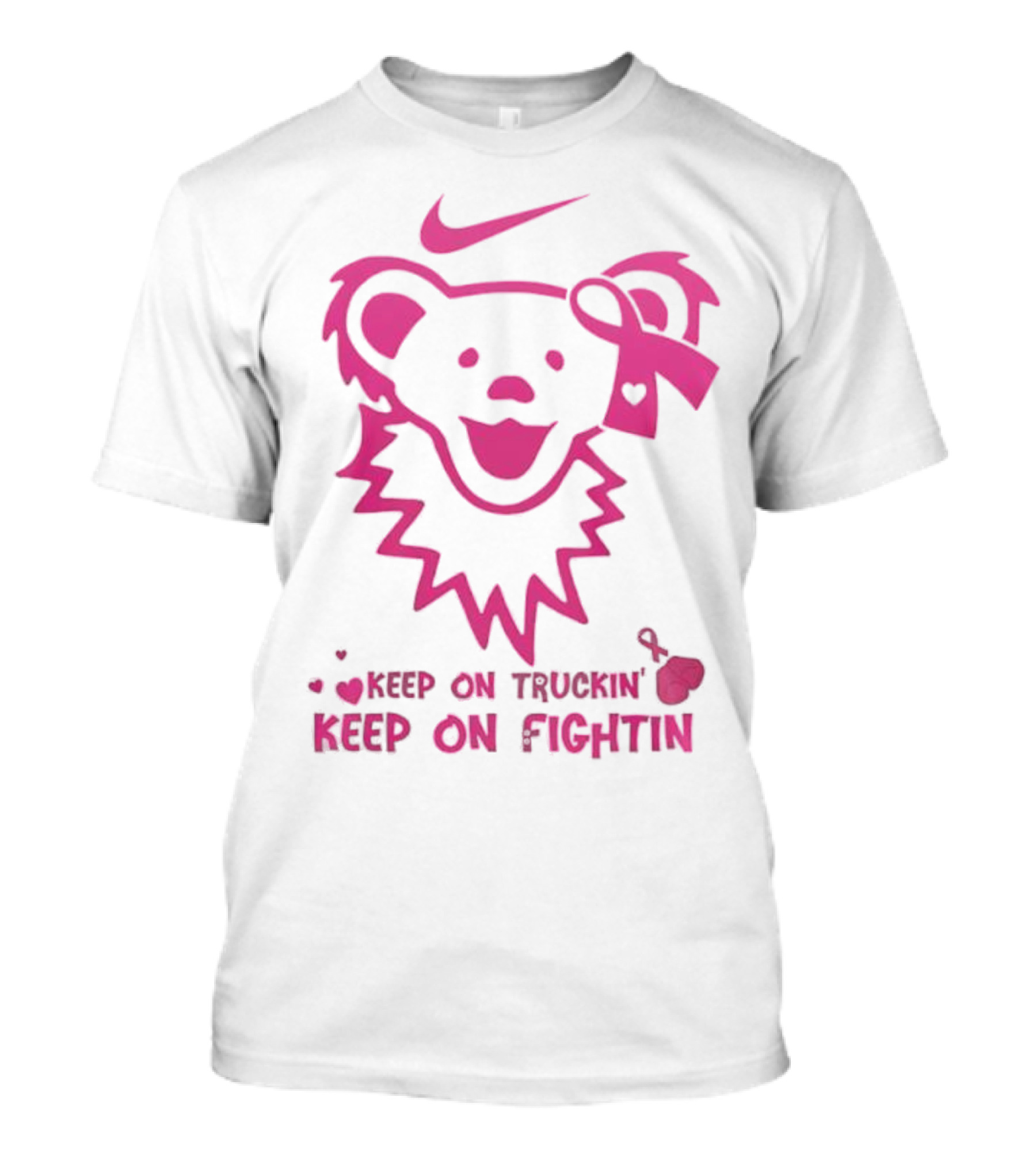 Nike Grateful Dead Bear Keep On Truckin' Keep On Fightin' Breast Cancer Awareness T-Shirt