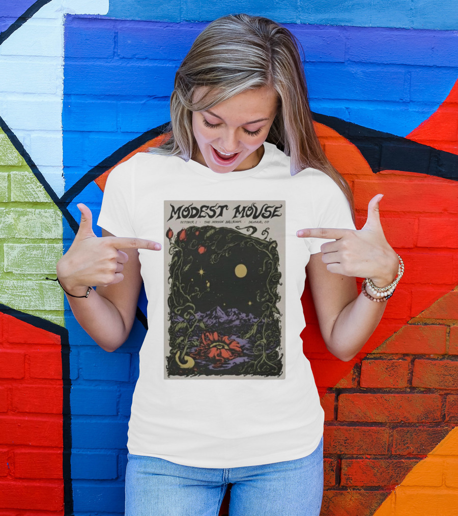 Modest Mouse October 1 The Mission Ballroom Denver CO Moonlit Floral Mountain T-Shirt