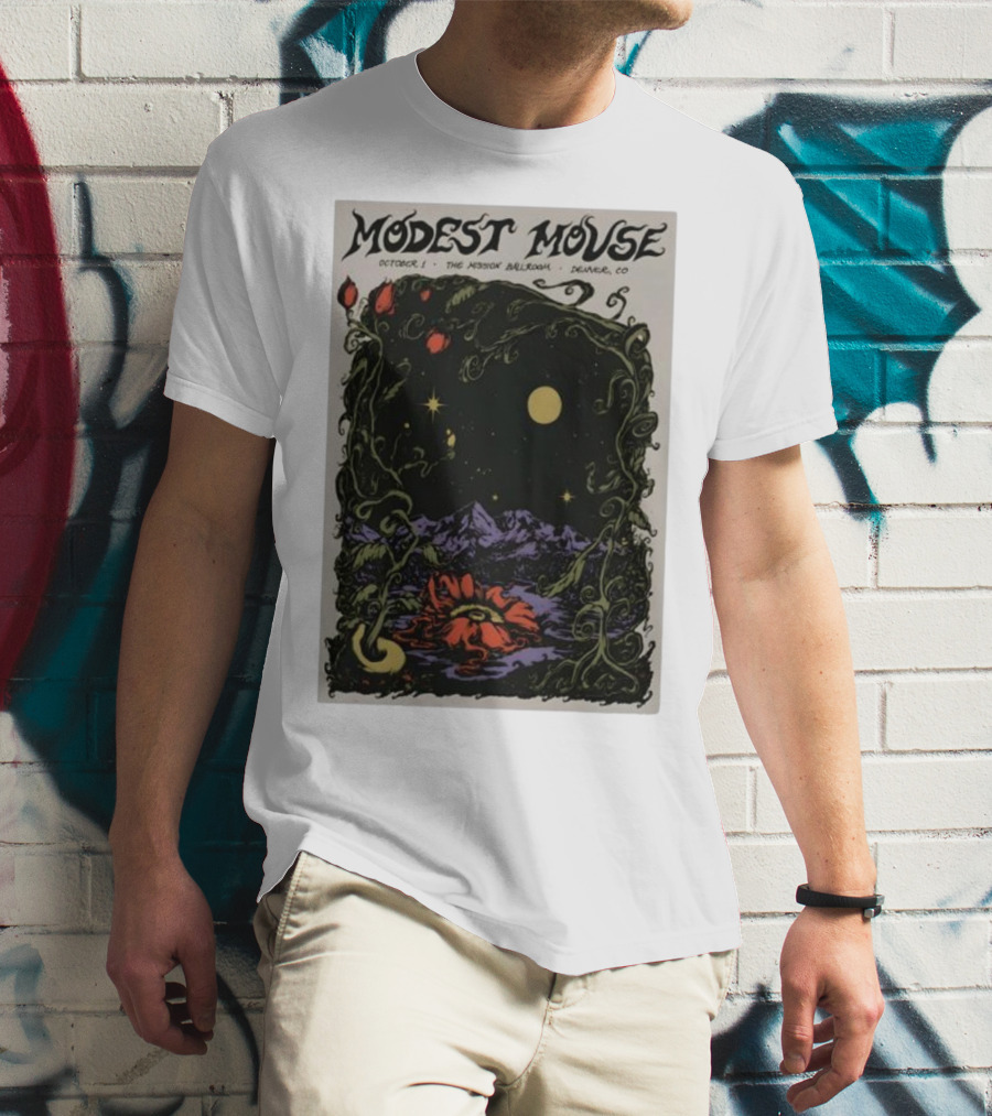 Modest Mouse October 1 The Mission Ballroom Denver CO Moonlit Floral Mountain T-Shirt