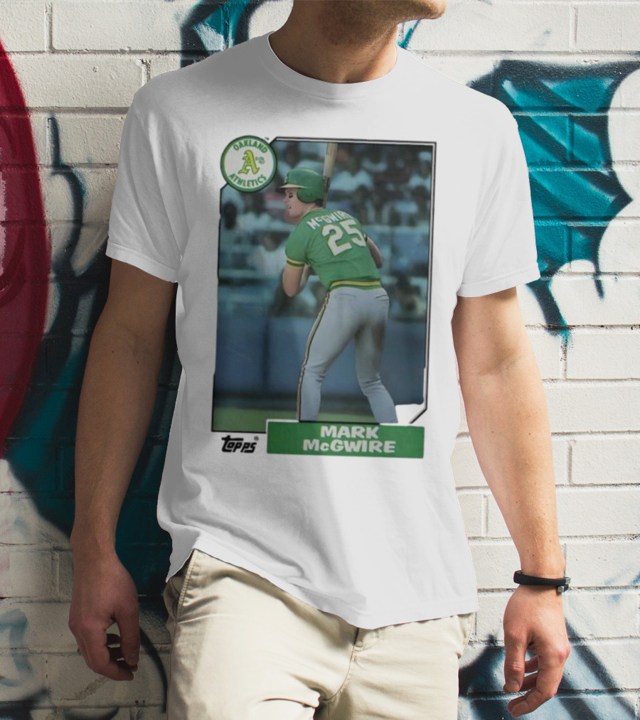 Oakland Athletics Mark McGwire 25 Topps Baseball Player MLB T-Shirt