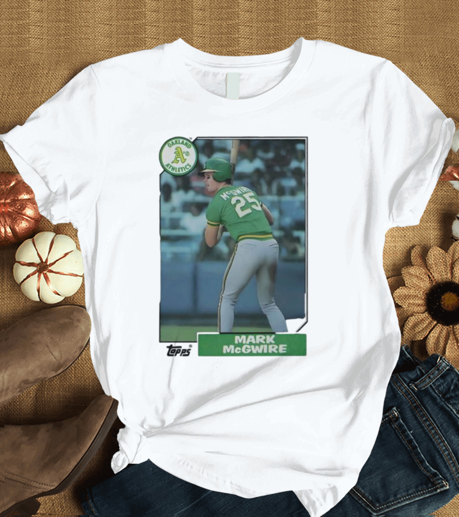 Oakland Athletics Mark McGwire 25 Topps Baseball Player MLB T-Shirt