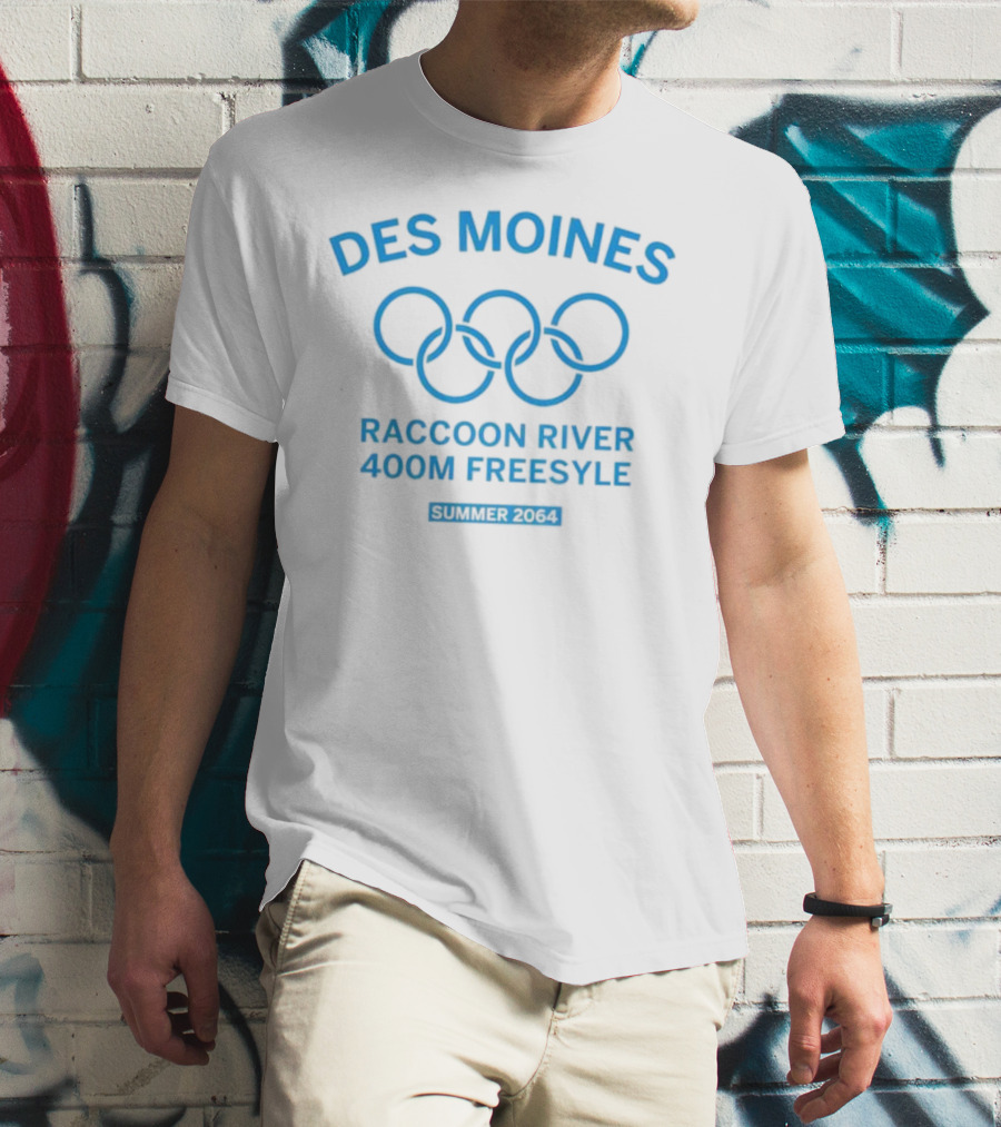 Des Moines Raccoon River 400m Freestyle Summer 2064 Olympic Rings T-Shirt