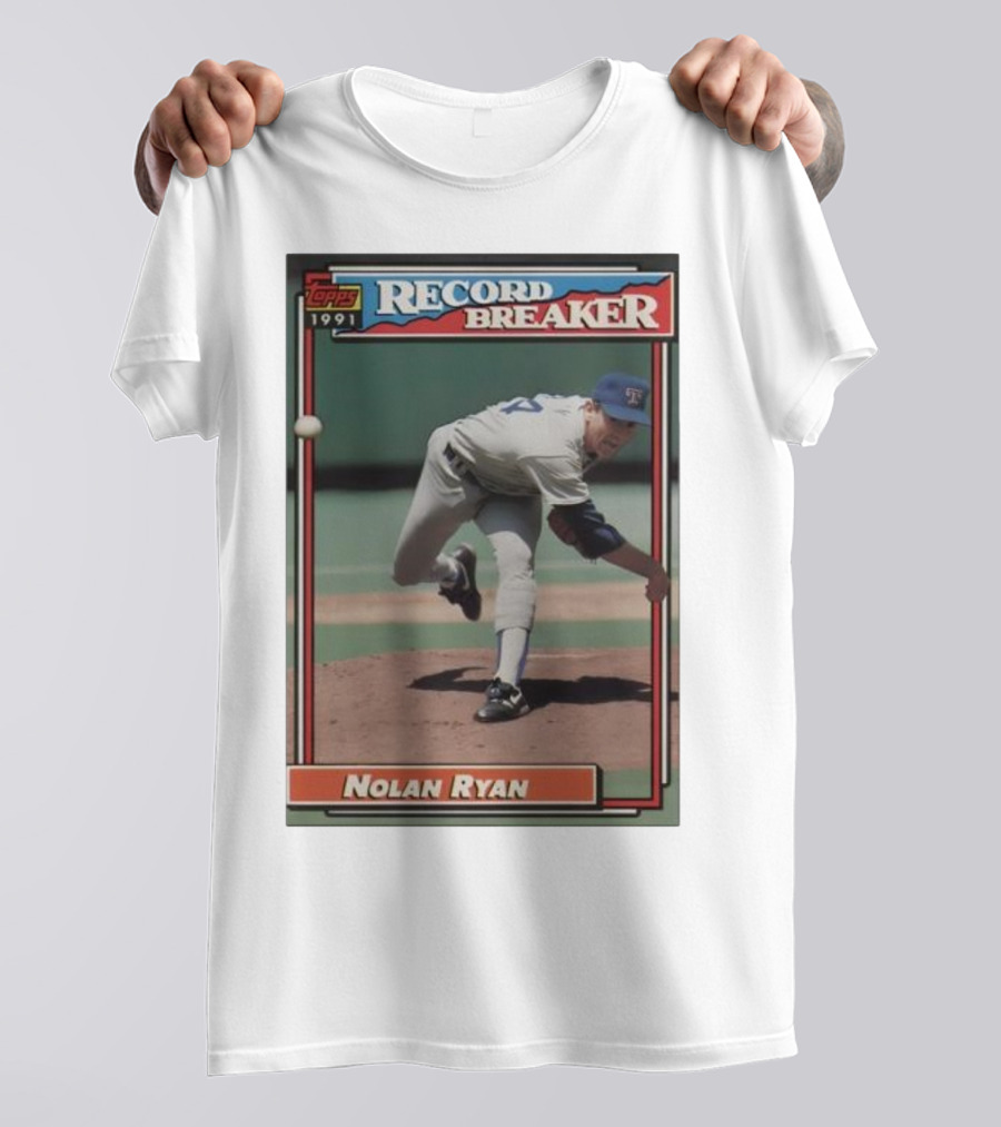 Topps 1991 Nolan Ryan Texas Rangers Record Breaker MLB T-Shirt