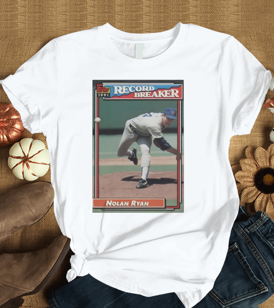 Topps 1991 Nolan Ryan Texas Rangers Record Breaker MLB T-Shirt