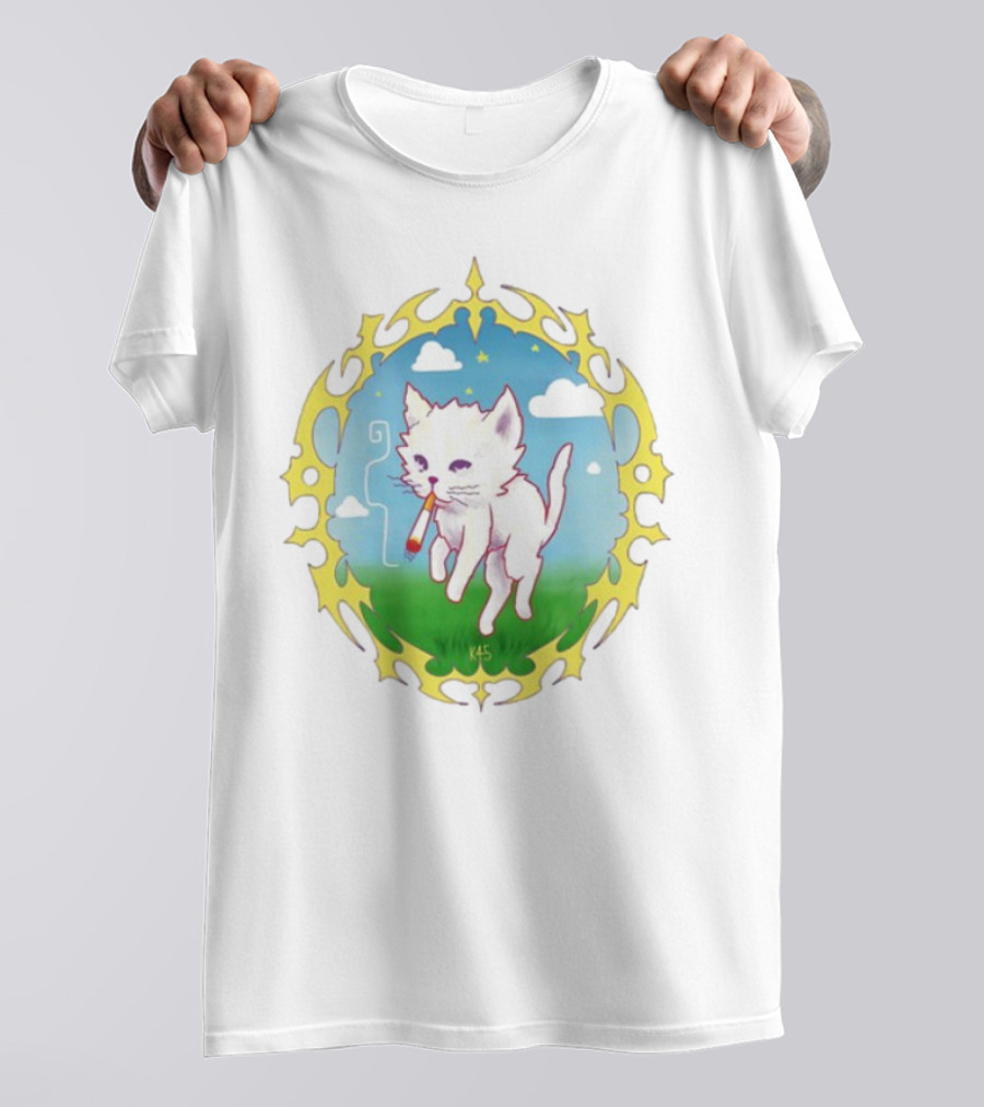 Where's Your Head At Cat Kitties Cosmic Chill Smoke Art T-Shirt