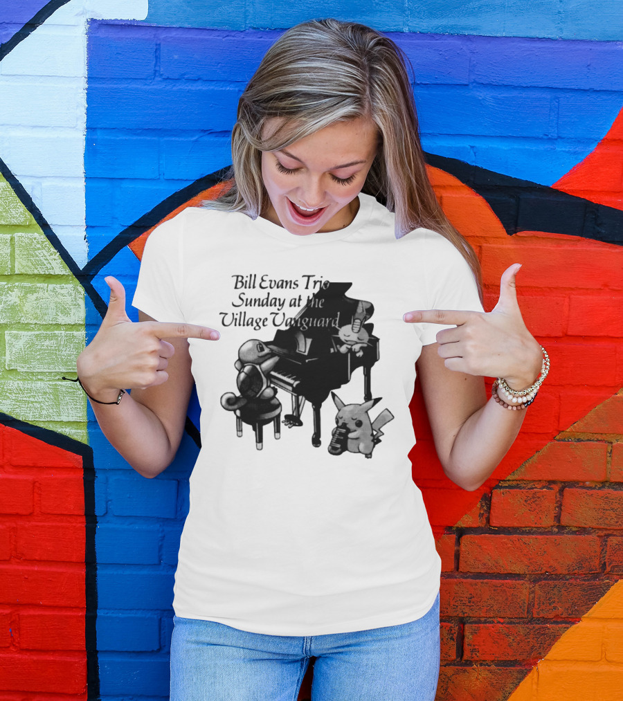 Bill Evans Trio Sunday At The Village Vanguard Pikachu Squirtle Playing Piano T-Shirt