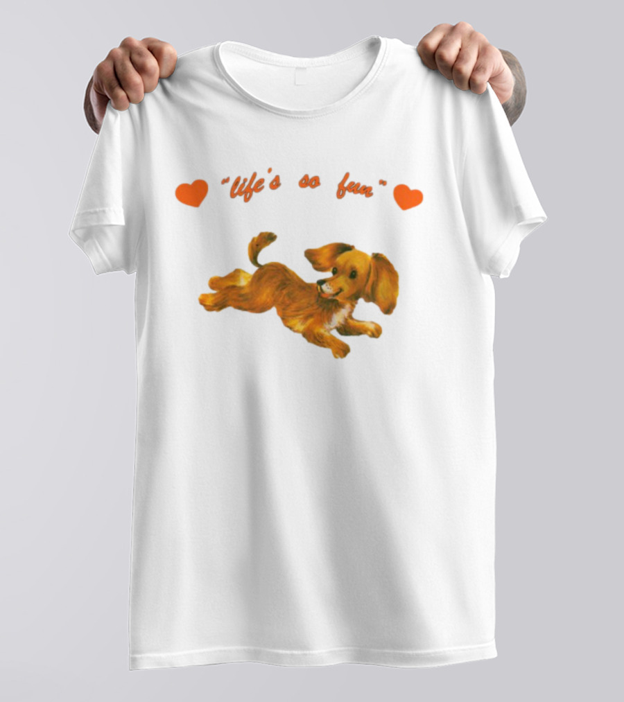 Life's So Fun Playful Dog Hearts T-Shirt