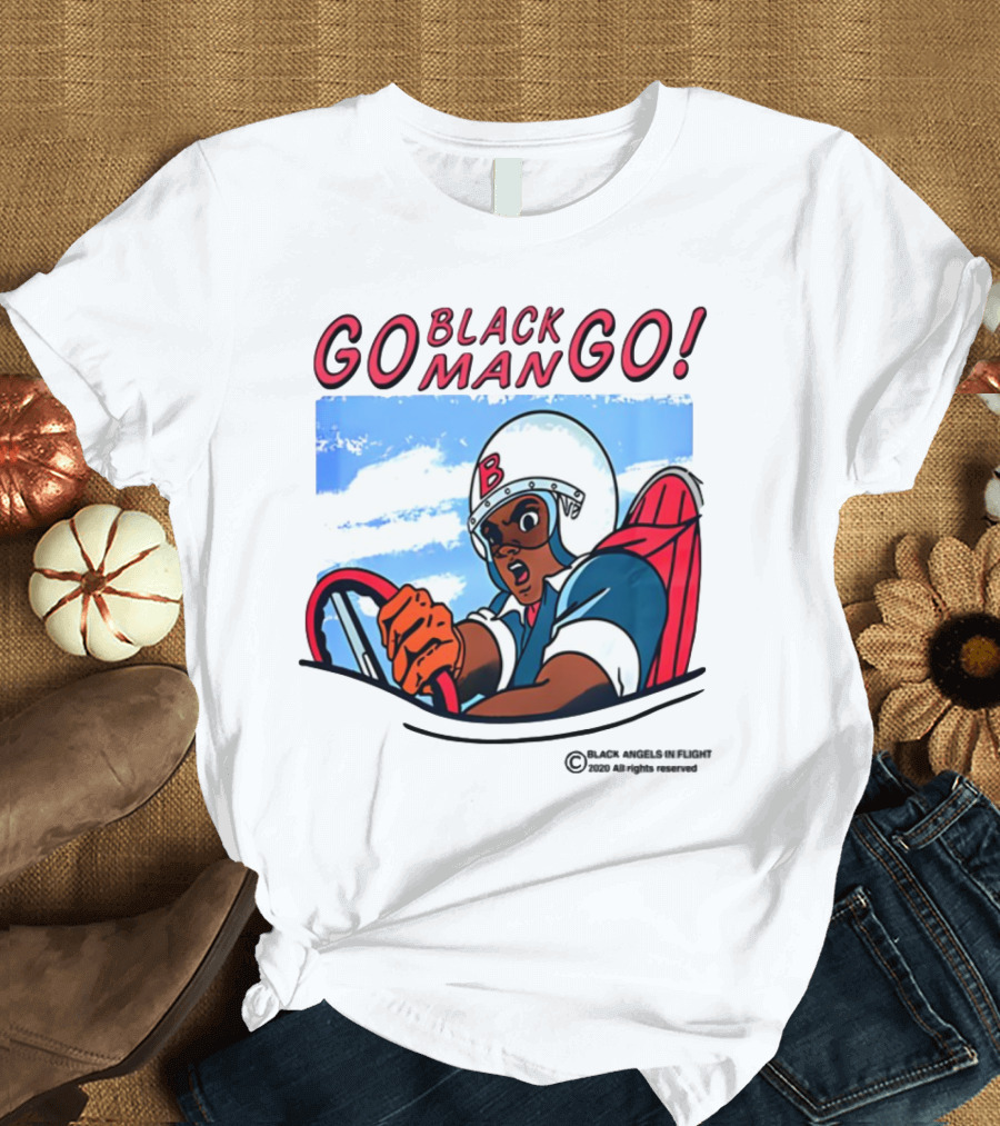 Metro Boomin Go Black Man Go Racer B Helmet Black Angels In Flight Text T-Shirt
