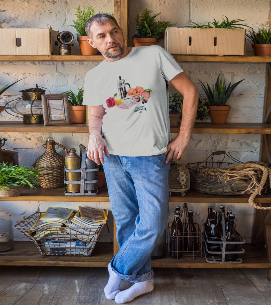 Vintage Breakfast Spread With French Press Coffee And Croissants T-Shirt
