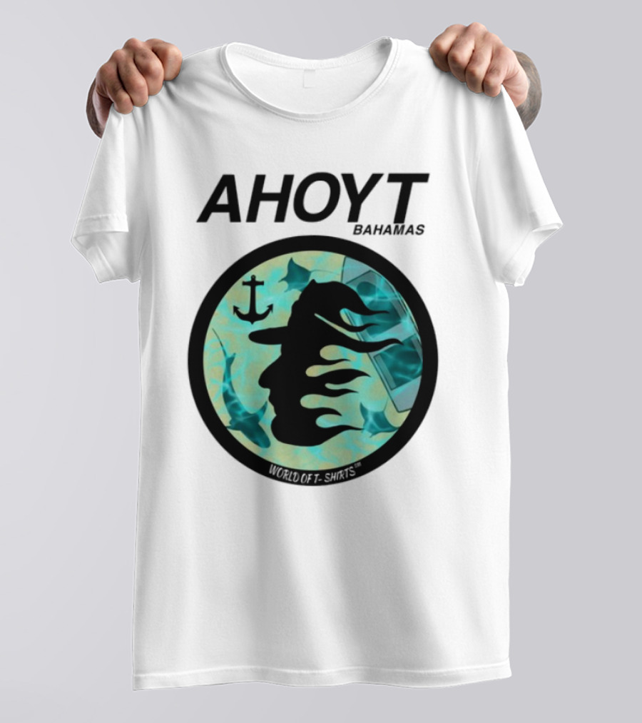 Worldof S Ahoyt Bahamas Anchor Sharks Circle Ocean Theme T-Shirt