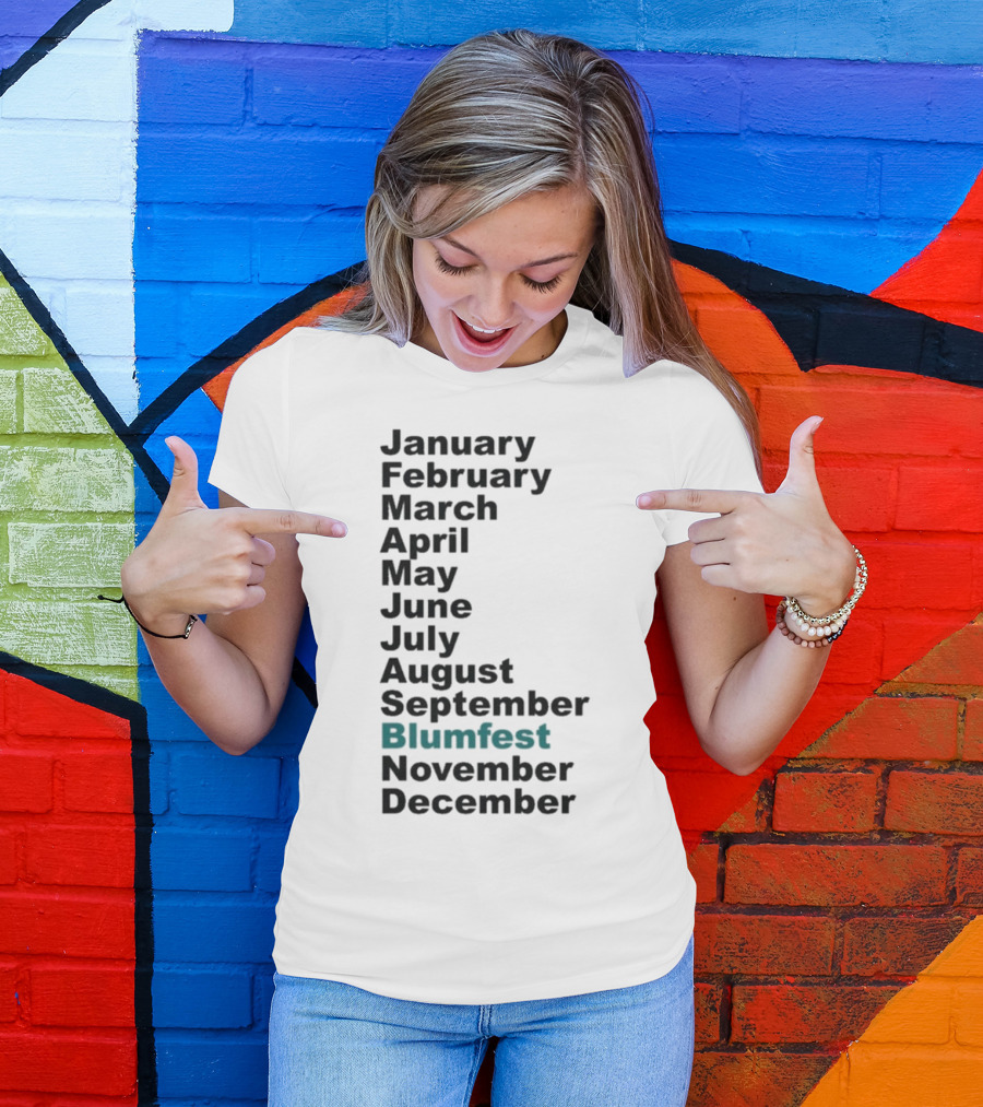 Blumhouse Blumfest Annual Celebrations Calendar Months Listed Design T-Shirt