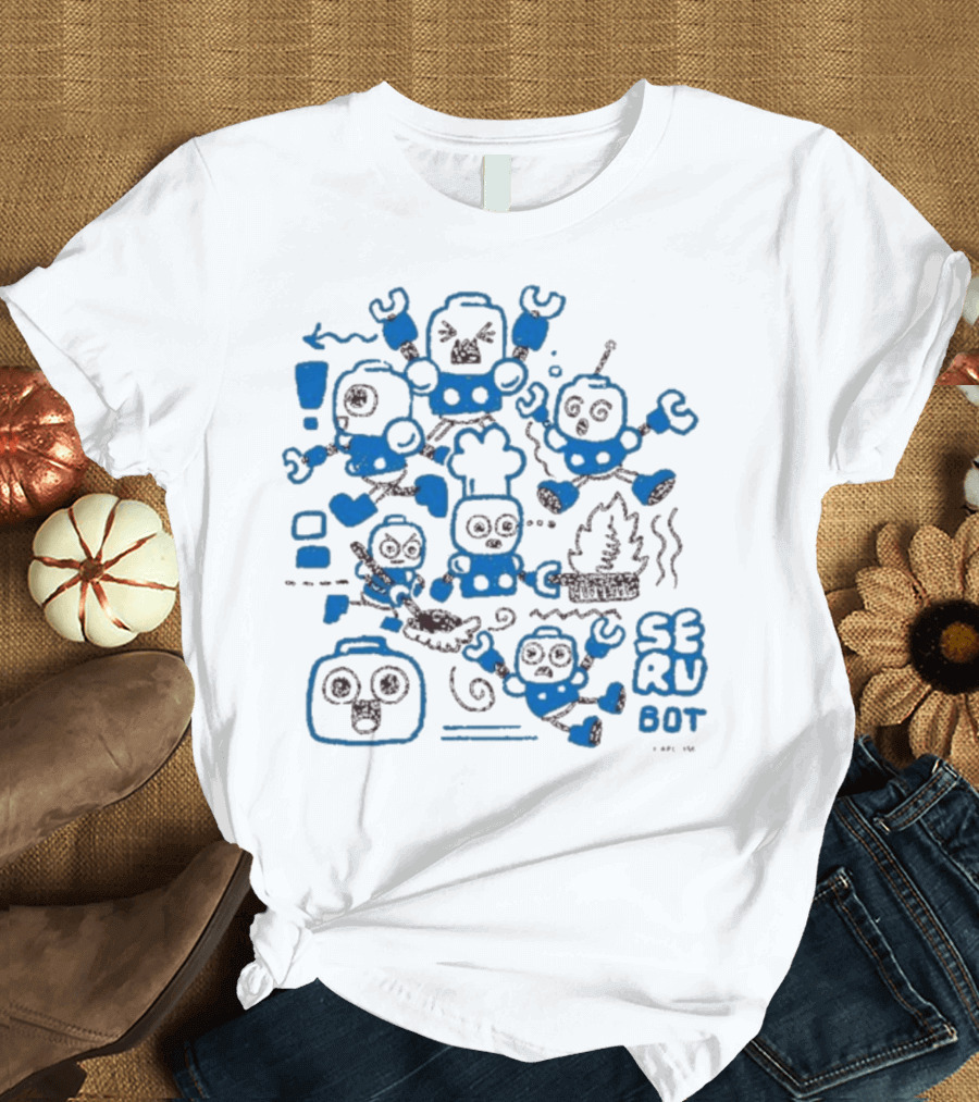 Mega Man Messy SERU Bots Blue And Brown Compilation T-Shirt