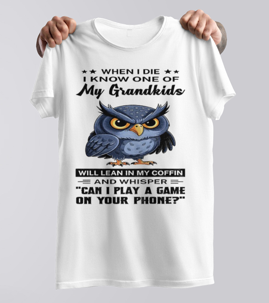 Owl When I Die Grandkids Whisper Can I Play A Game T-Shirt