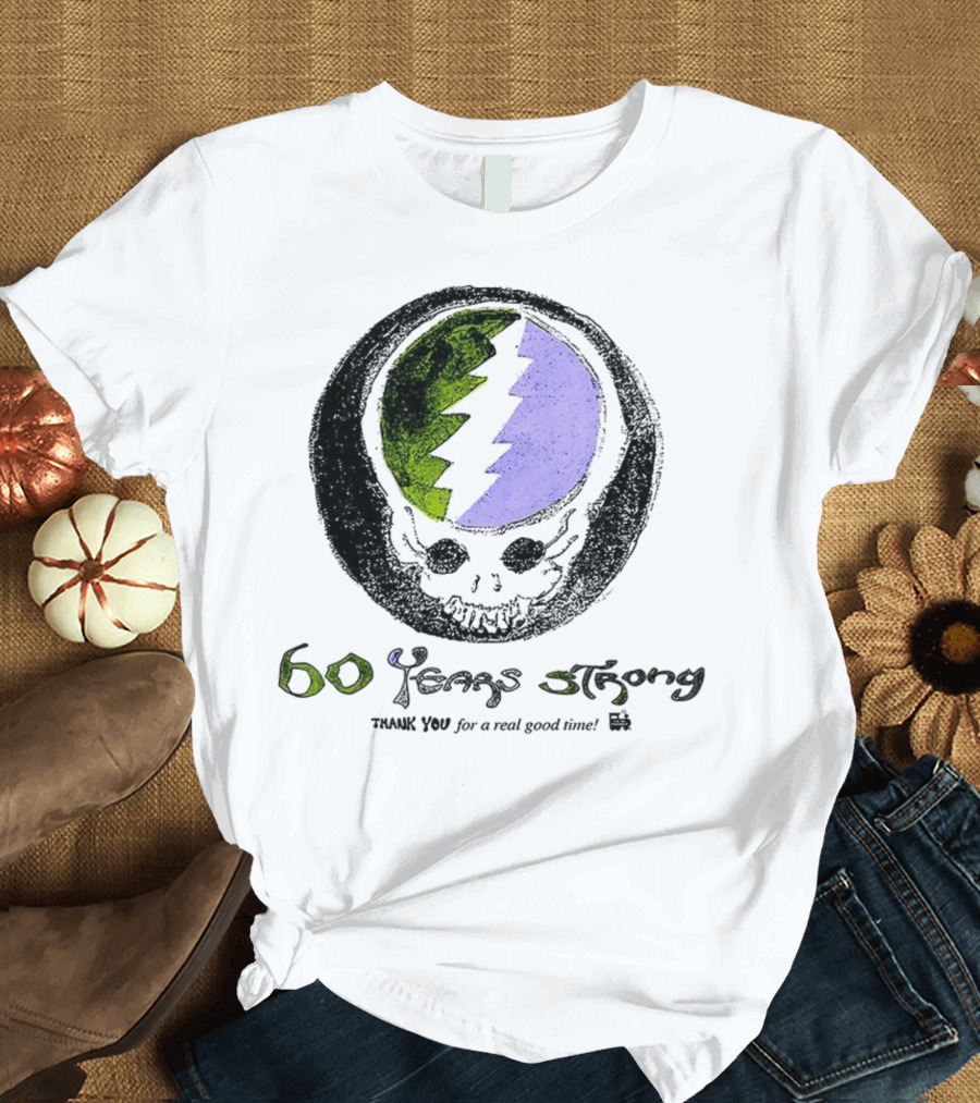 60 Years Strong Thank You For A Real Good Time Skull Halloween Sketch T-Shirt