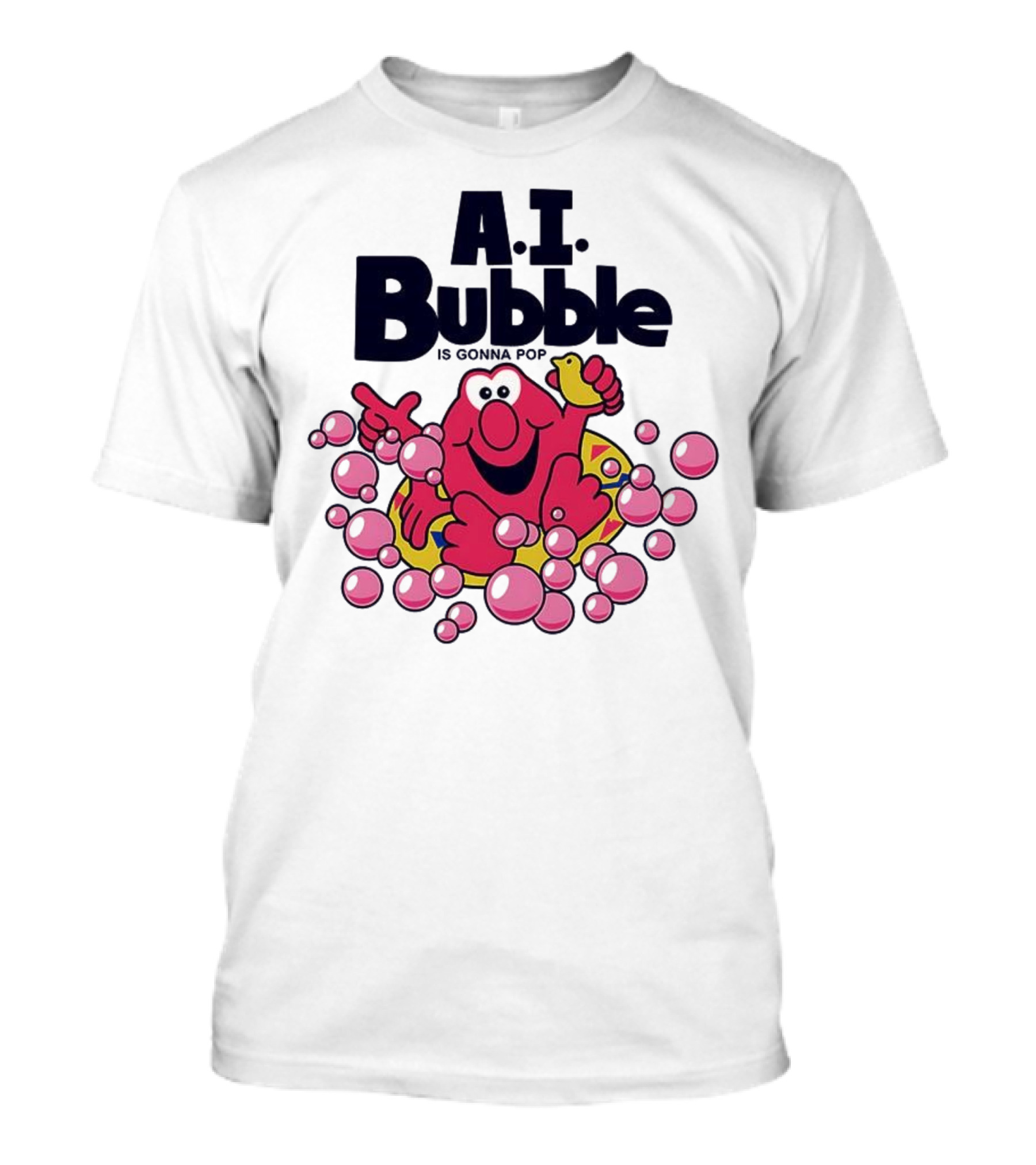 A.I. Bubble Is Gonna Pop Funny Red Character With Pink Bubbles T-Shirt