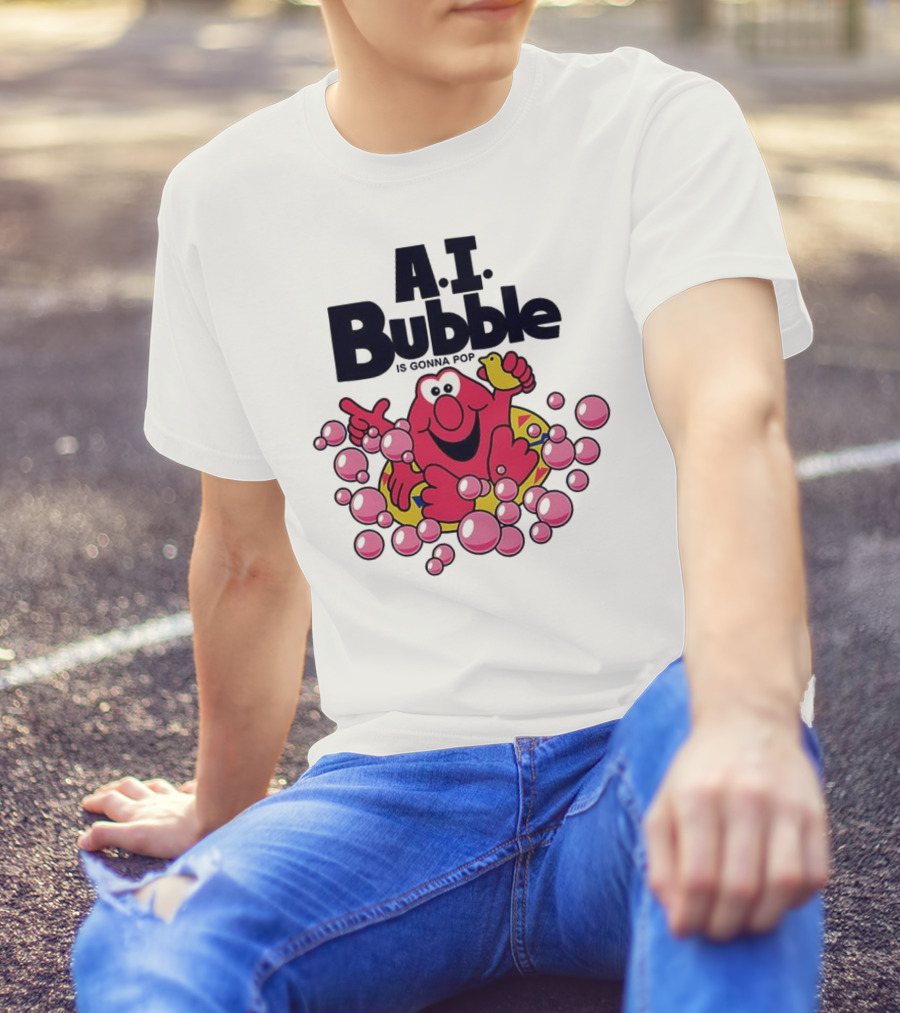 A.I. Bubble Is Gonna Pop Funny Red Character With Pink Bubbles T-Shirt