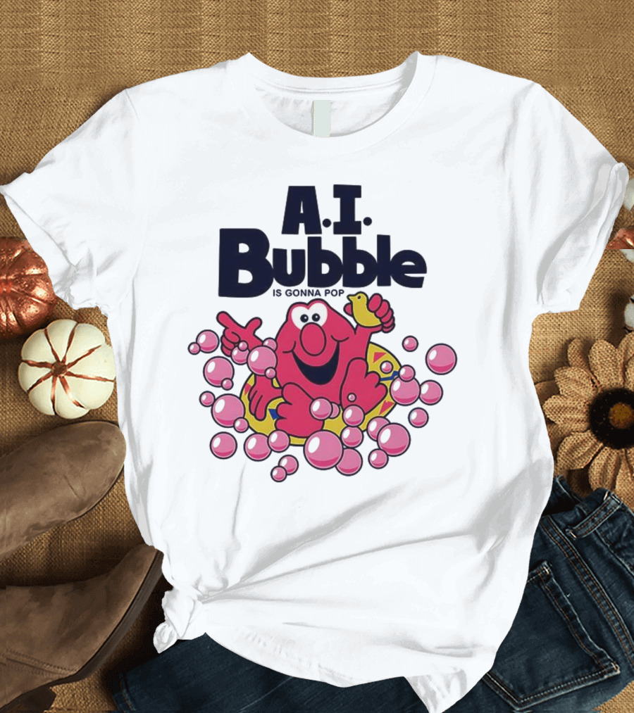 A.I. Bubble Is Gonna Pop Funny Red Character With Pink Bubbles T-Shirt