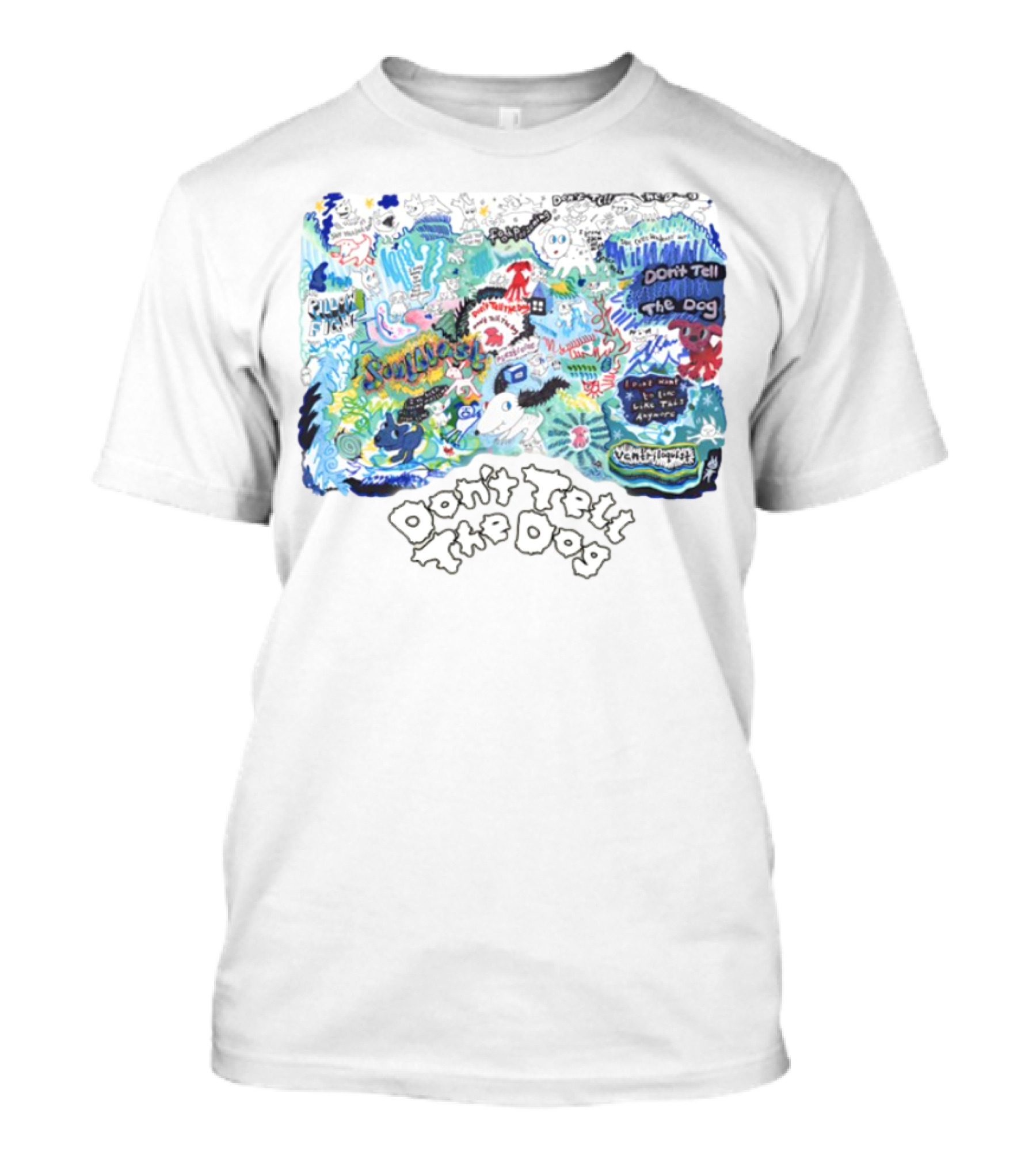 Don't Tell The Dog Sunflower Ventura Highway Whimsical Collage T-Shirt