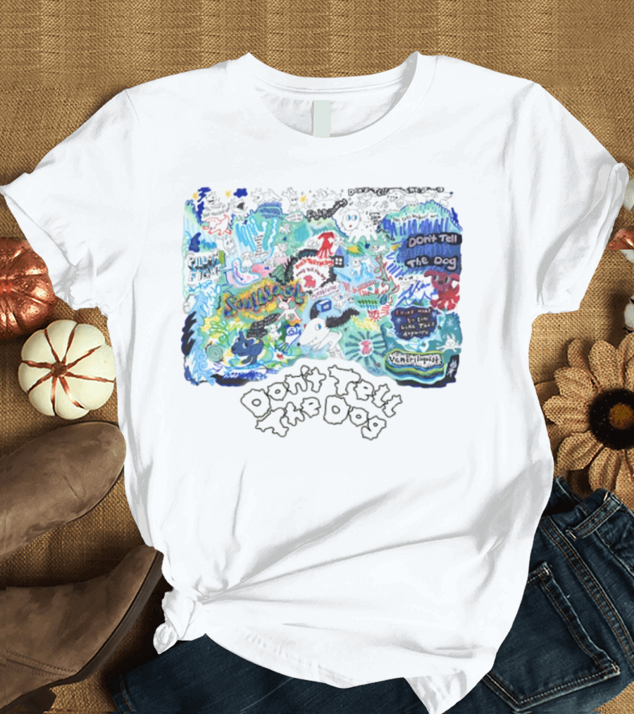 Don't Tell The Dog Sunflower Ventura Highway Whimsical Collage T-Shirt