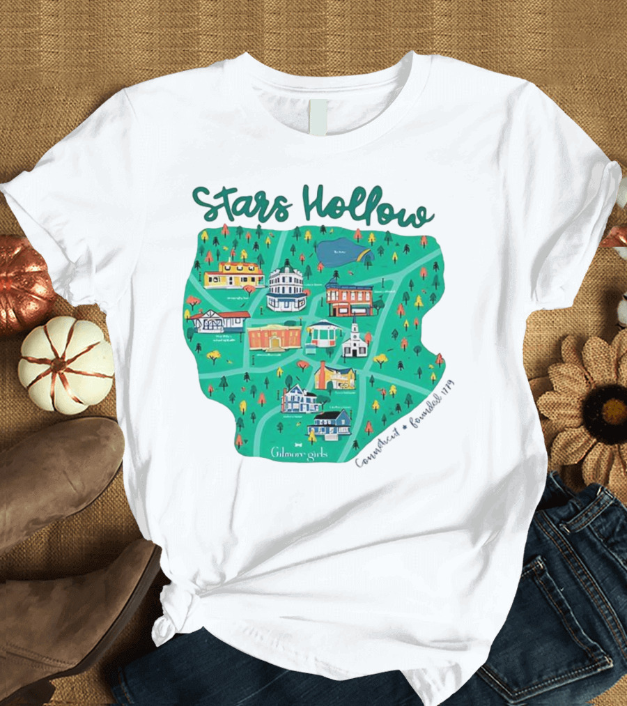 Stars Hollow Map Gilmore Girls Town Landmarks T-Shirt