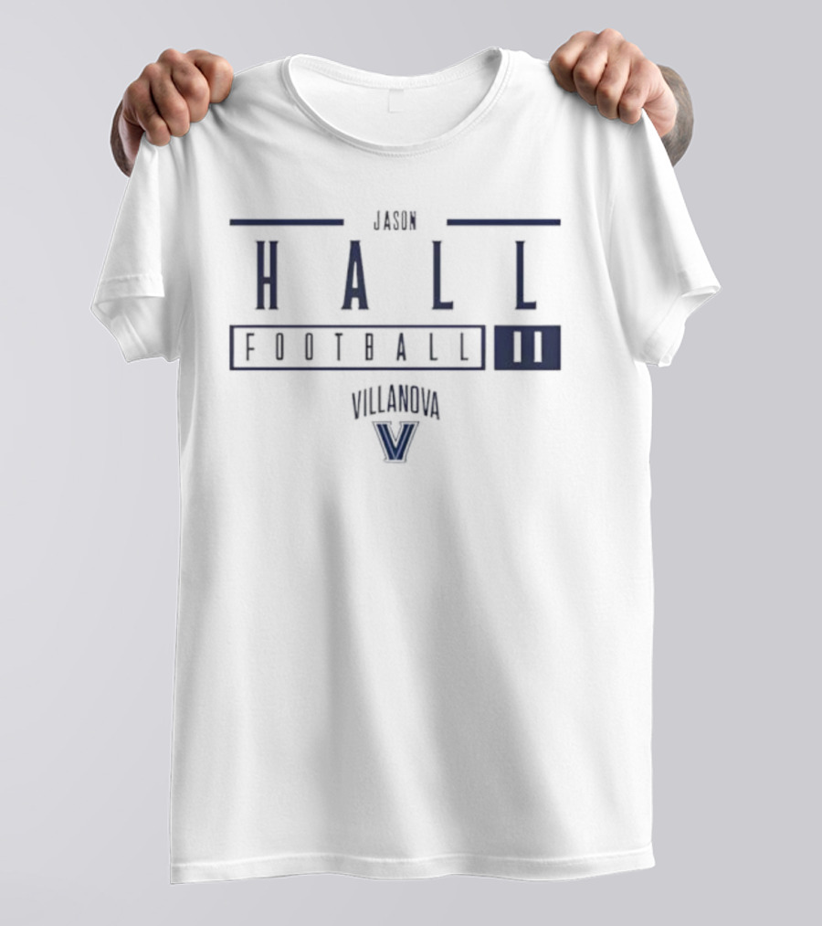 Jason Hall Number 11 Football Villanova University V Logo T-Shirt