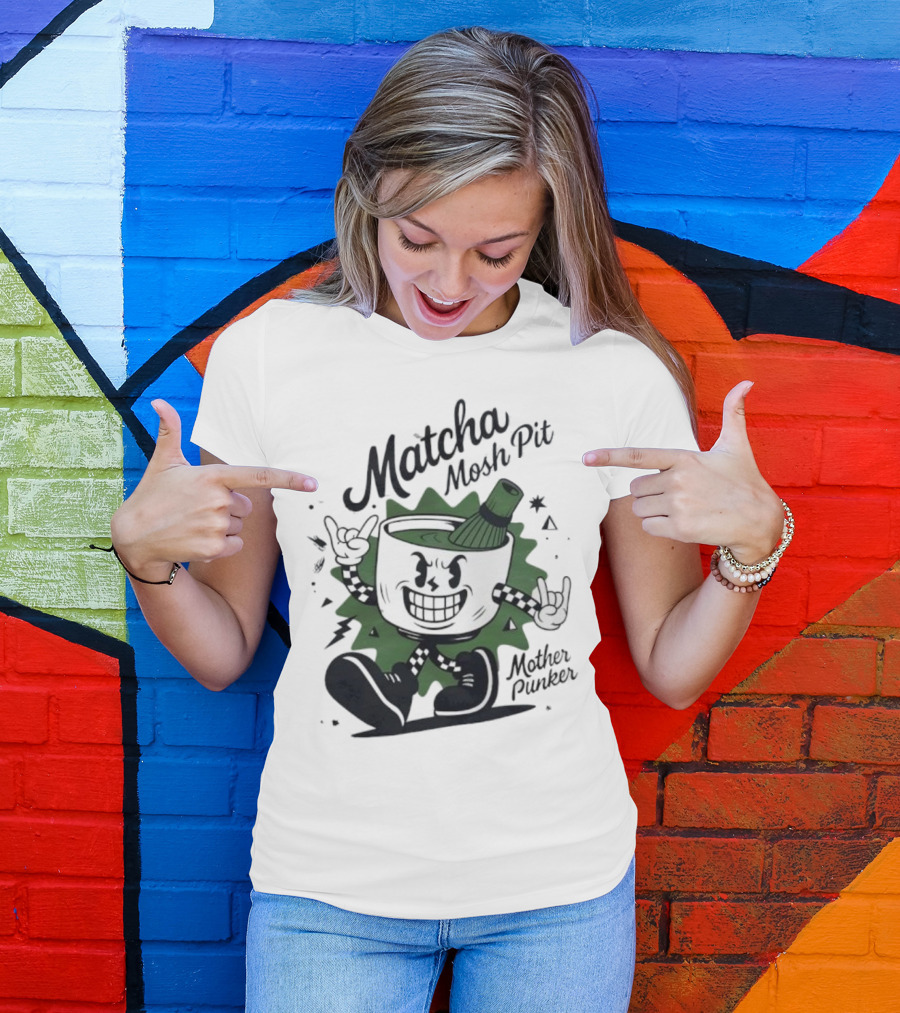 Matcha Mosh Pit Mother Punker Cartoon Cup With Whisk T-Shirt