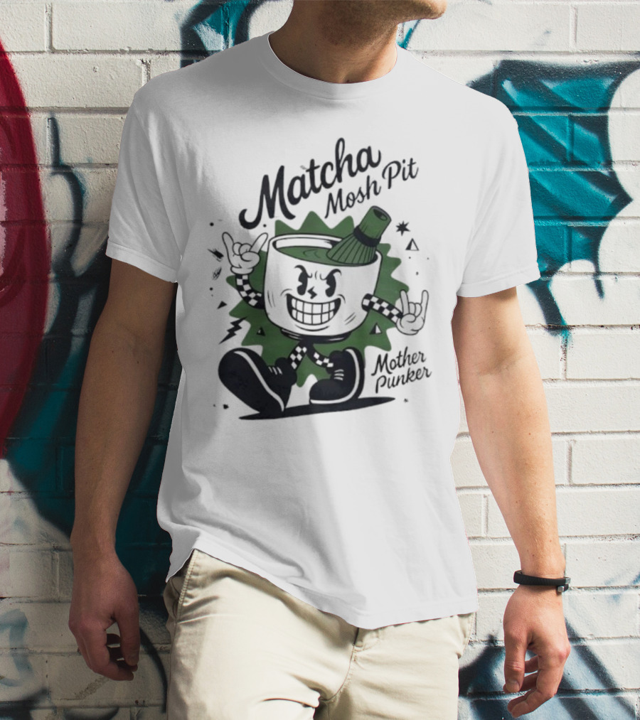 Matcha Mosh Pit Mother Punker Cartoon Cup With Whisk T-Shirt