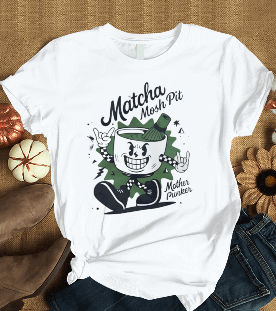 Matcha Mosh Pit Mother Punker Cartoon Cup With Whisk T-Shirt