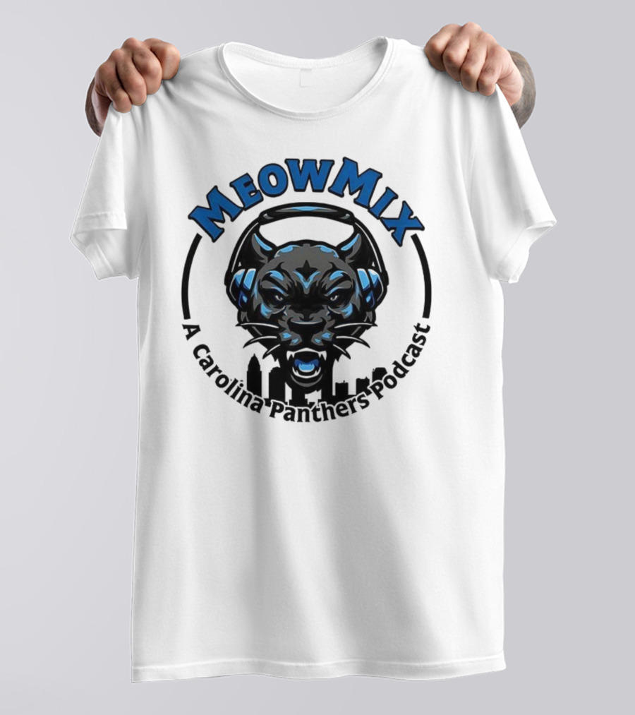 Meow MIX Carolina Panthers Podcast Panther Headphone Art T-Shirt