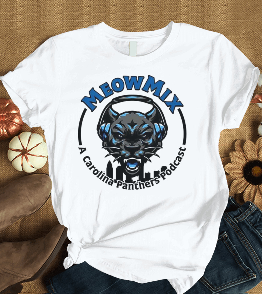 Meow MIX Carolina Panthers Podcast Panther Headphone Art T-Shirt