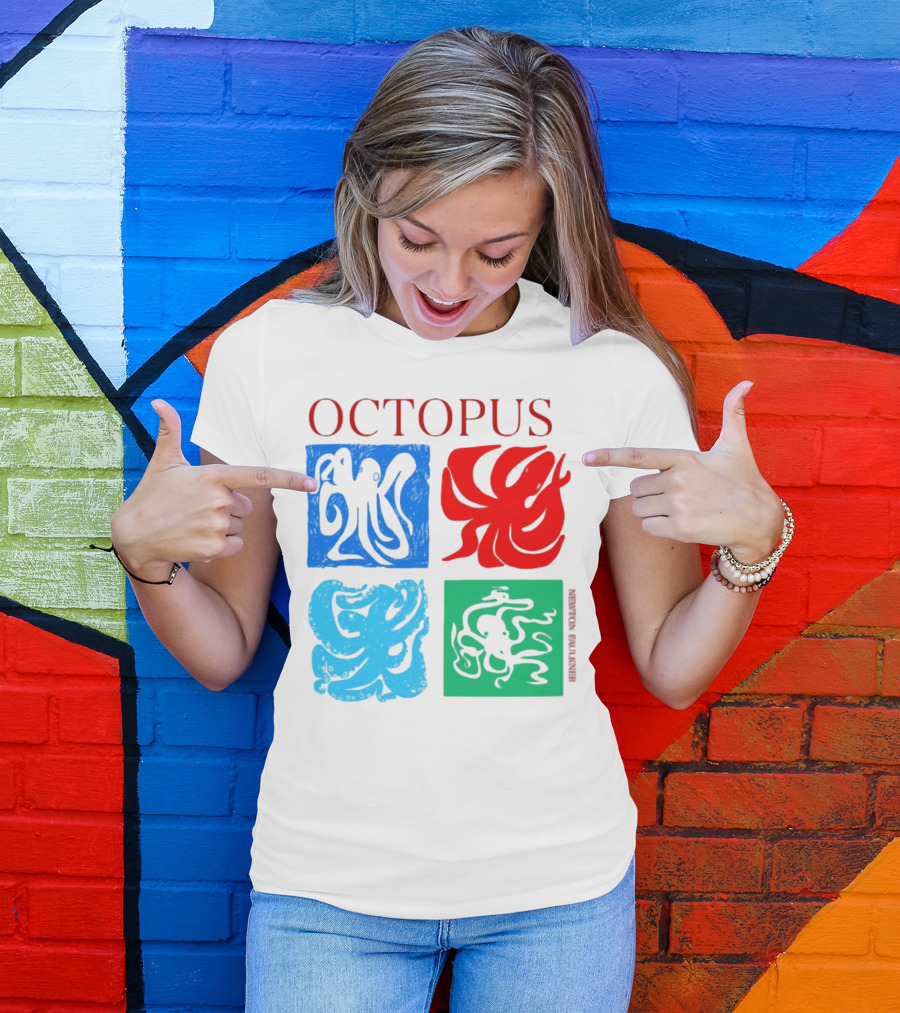 NewtonFaulkner Octopus Colorful Pop Art Quartet T-Shirt