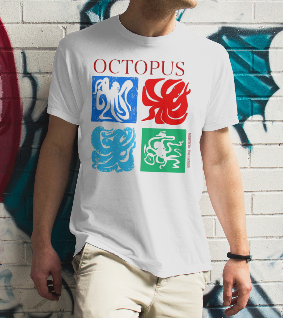 NewtonFaulkner Octopus Colorful Pop Art Quartet T-Shirt