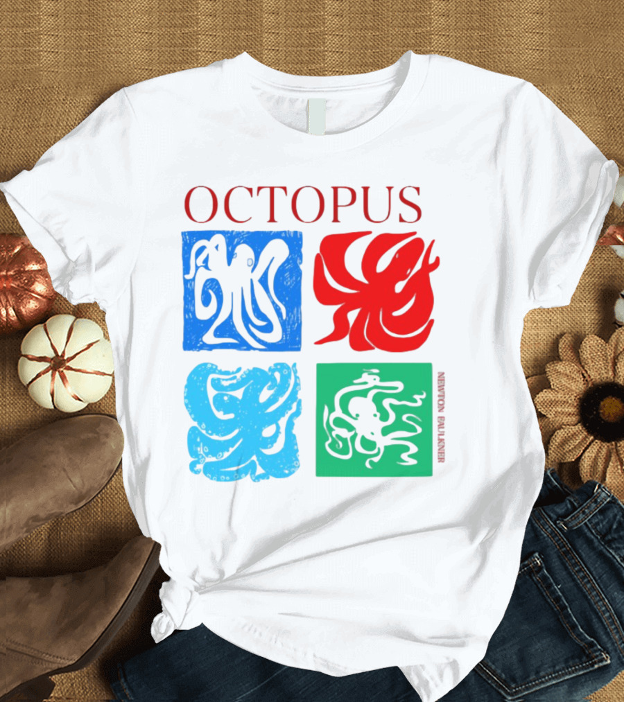 NewtonFaulkner Octopus Colorful Pop Art Quartet T-Shirt