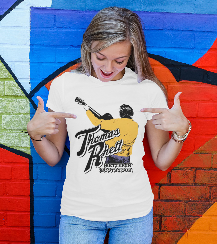 Thomas Rhett Better In Boots Retro Handgun Cowboy Boot Style T-Shirt