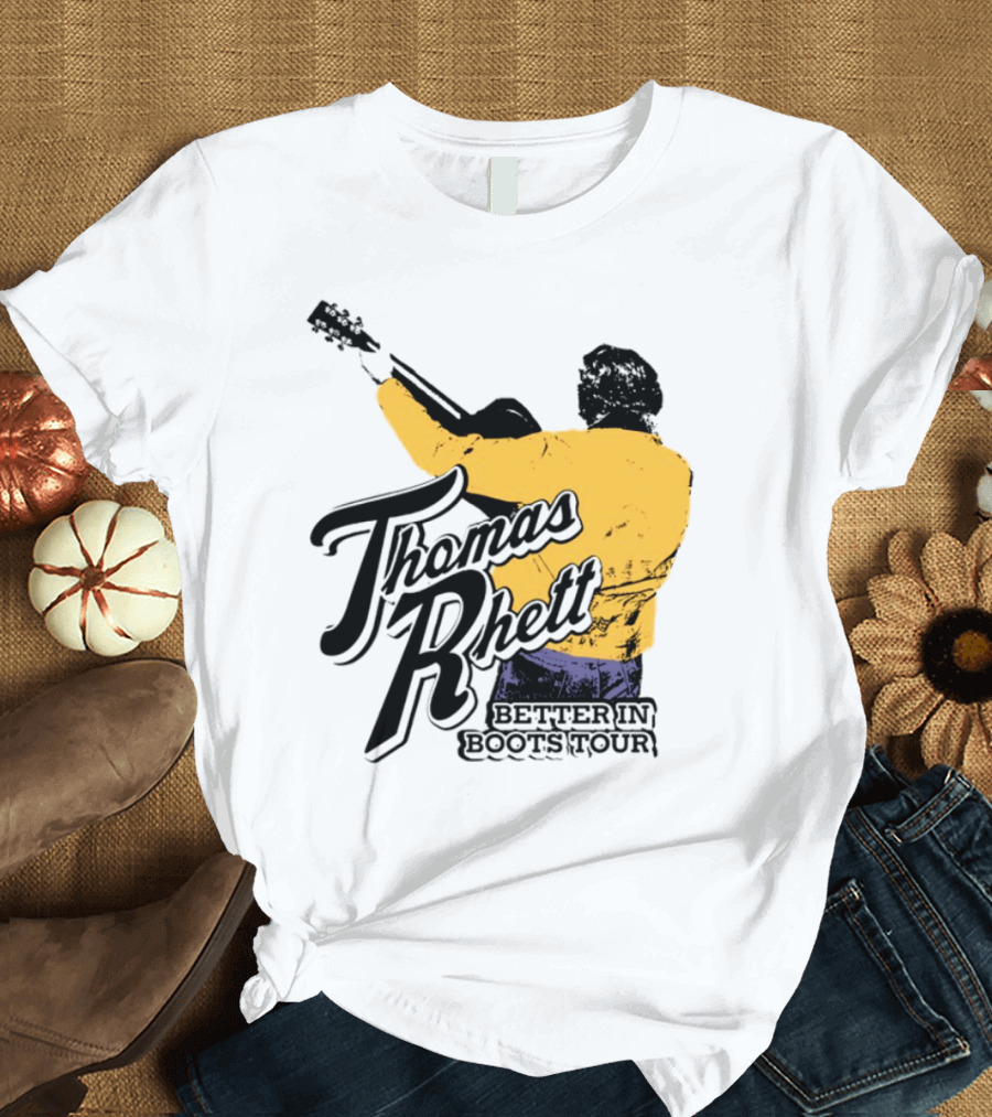 Thomas Rhett Better In Boots Retro Handgun Cowboy Boot Style T-Shirt