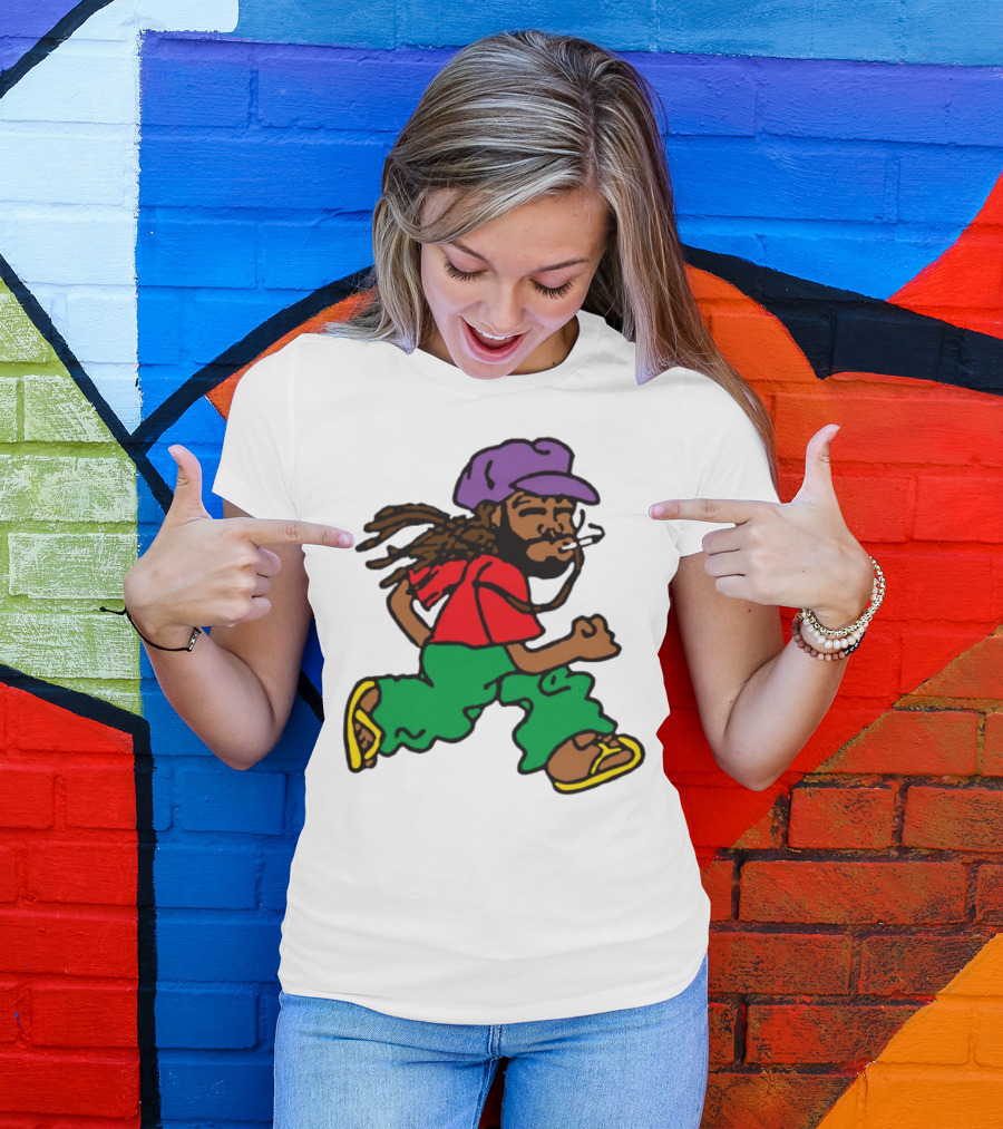 Amine Running Man Rastafarian Style Casual Character T-Shirt