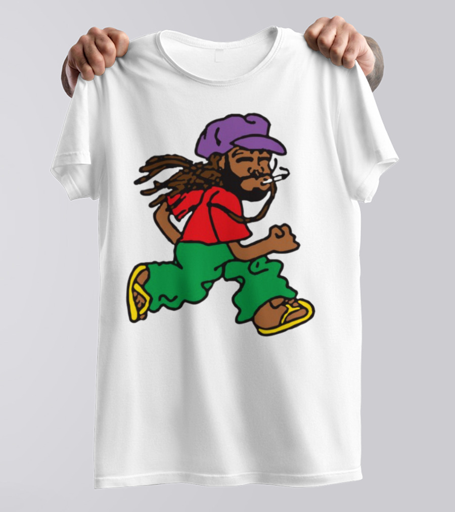 Amine Running Man Rastafarian Style Casual Character T-Shirt