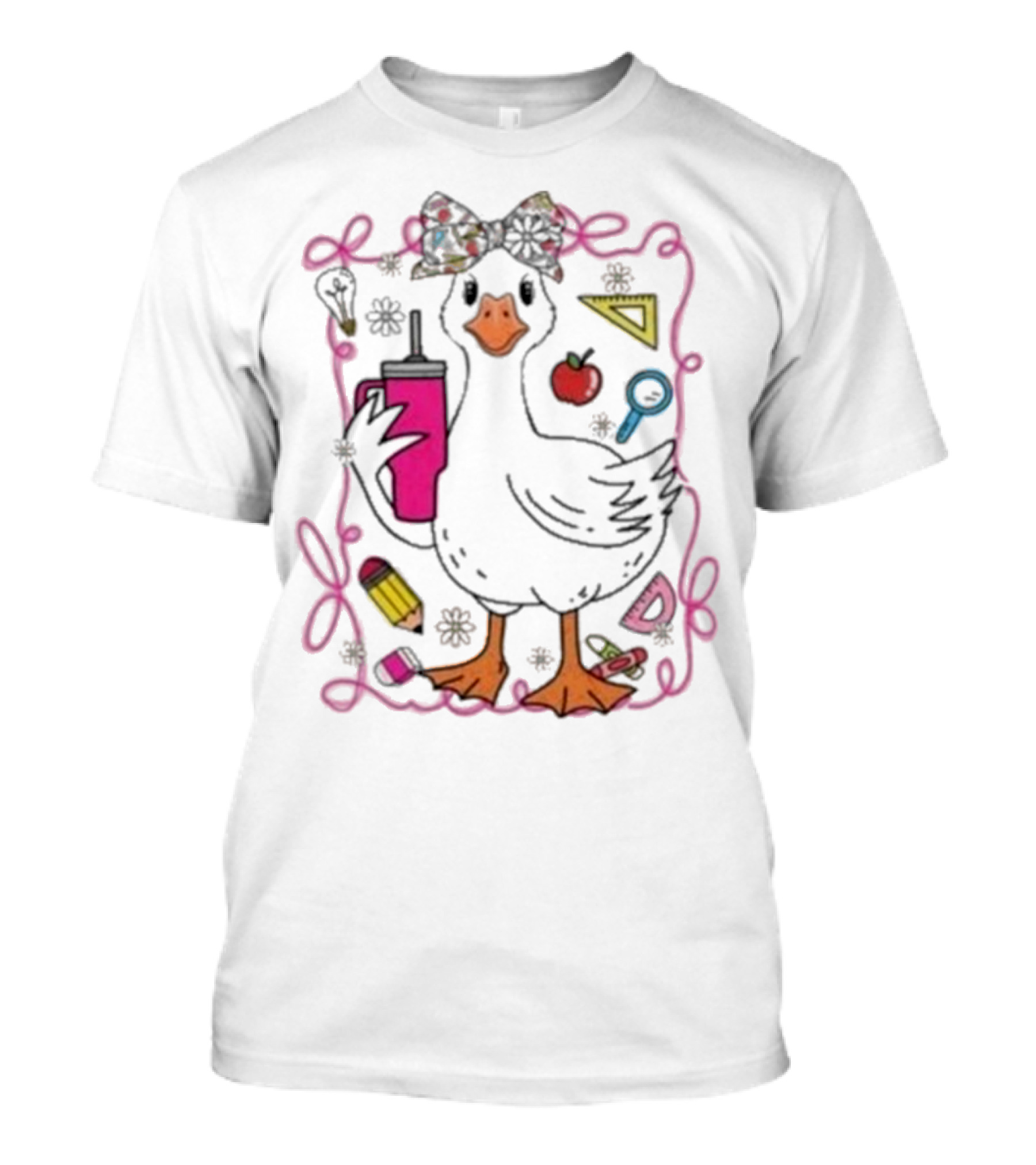 Brooke And Bear Back To School Goose Pencil Apple Ruler T-Shirt