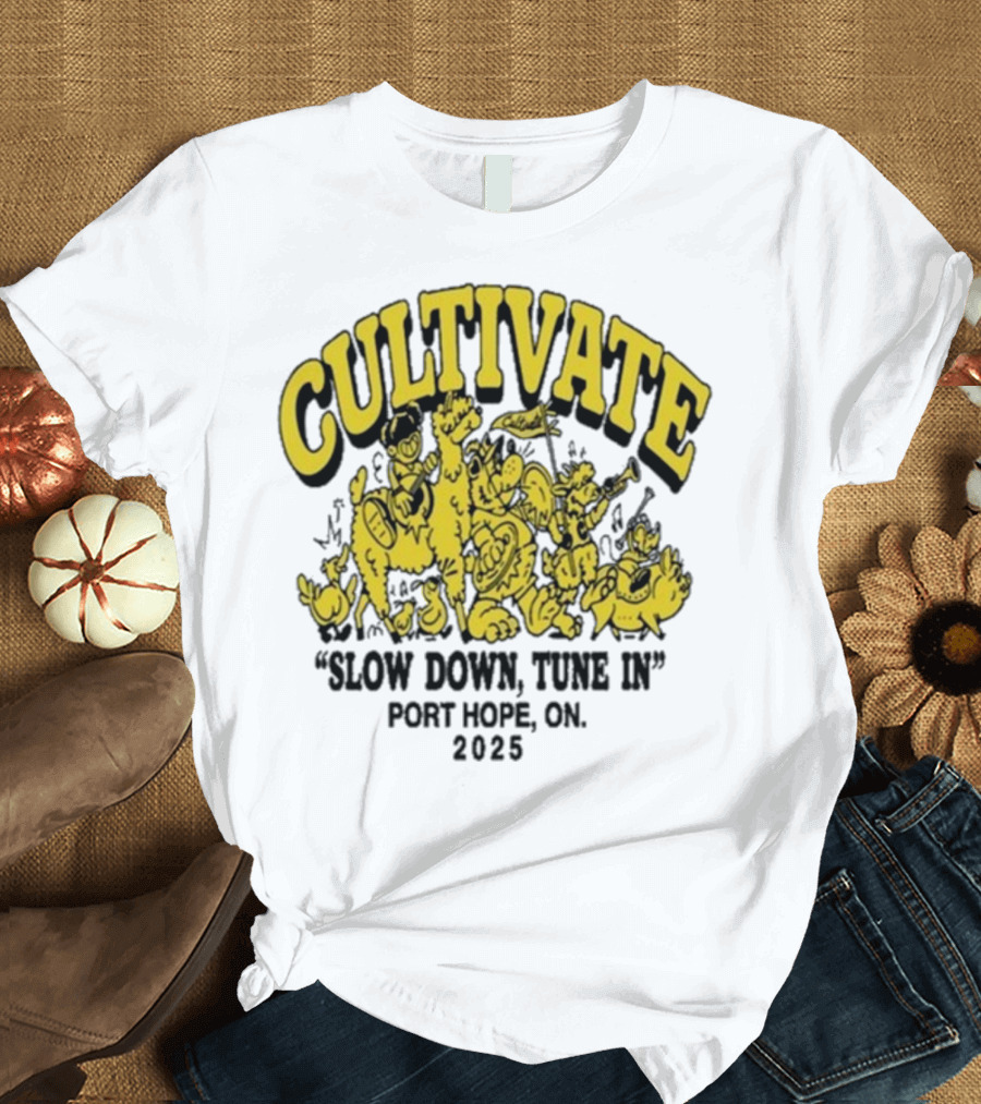 Cultivate Slow Down Tune In Port Hope On 2025 Festival Animals Retro Style T-Shirt
