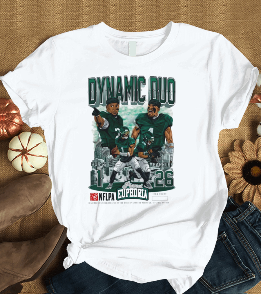 Jalen Hurts Saquon Barkley Dynamic Duo Philadelphia Eagles Planet Euphoria Neora 1 26 T-Shirt