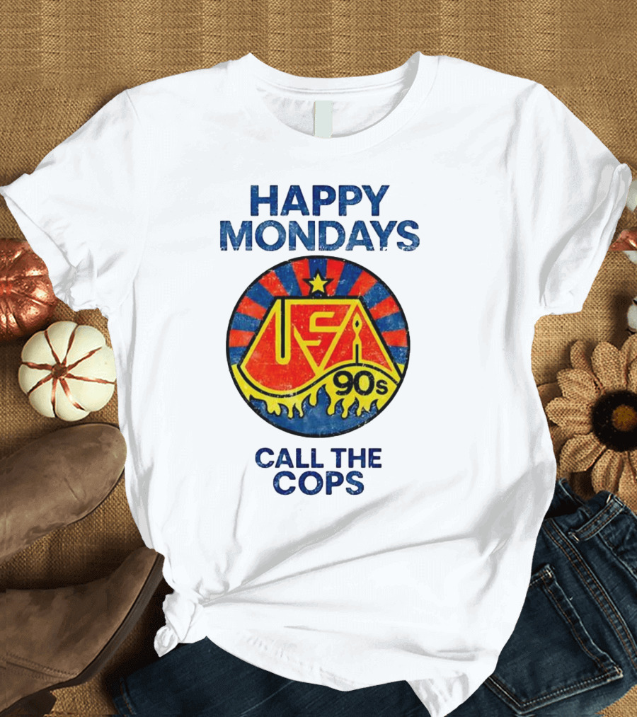 Happy Mondays USA 90s Call The Cops Starburst Retro T-Shirt