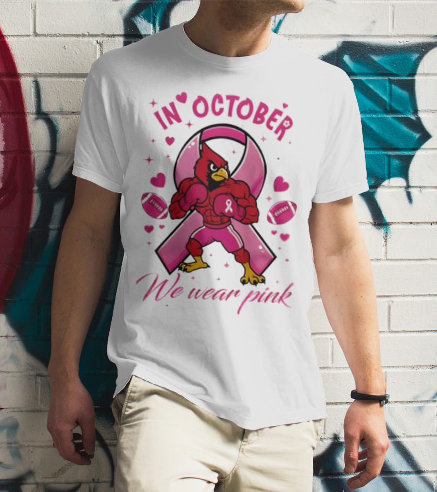 Louisville Cardinals In October We Wear Pink Tackle Cancer T-Shirt