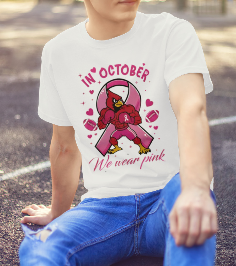 Louisville Cardinals In October We Wear Pink Tackle Cancer T-Shirt