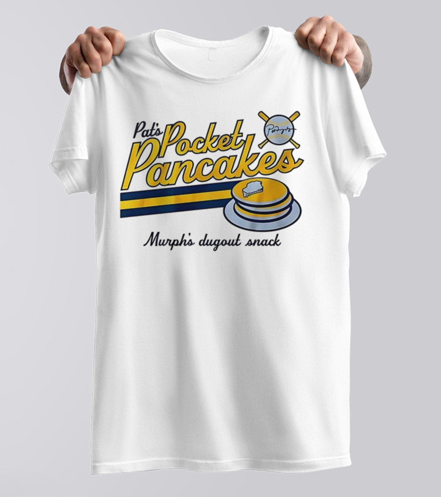 Pat’s Pocket Pancakes Murph’s Dugout Snack Pancake Stack Crossed Bats T-Shirt