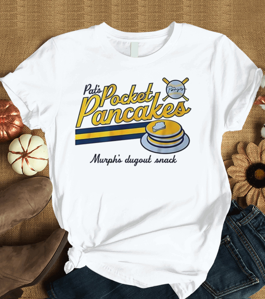 Pat’s Pocket Pancakes Murph’s Dugout Snack Pancake Stack Crossed Bats T-Shirt