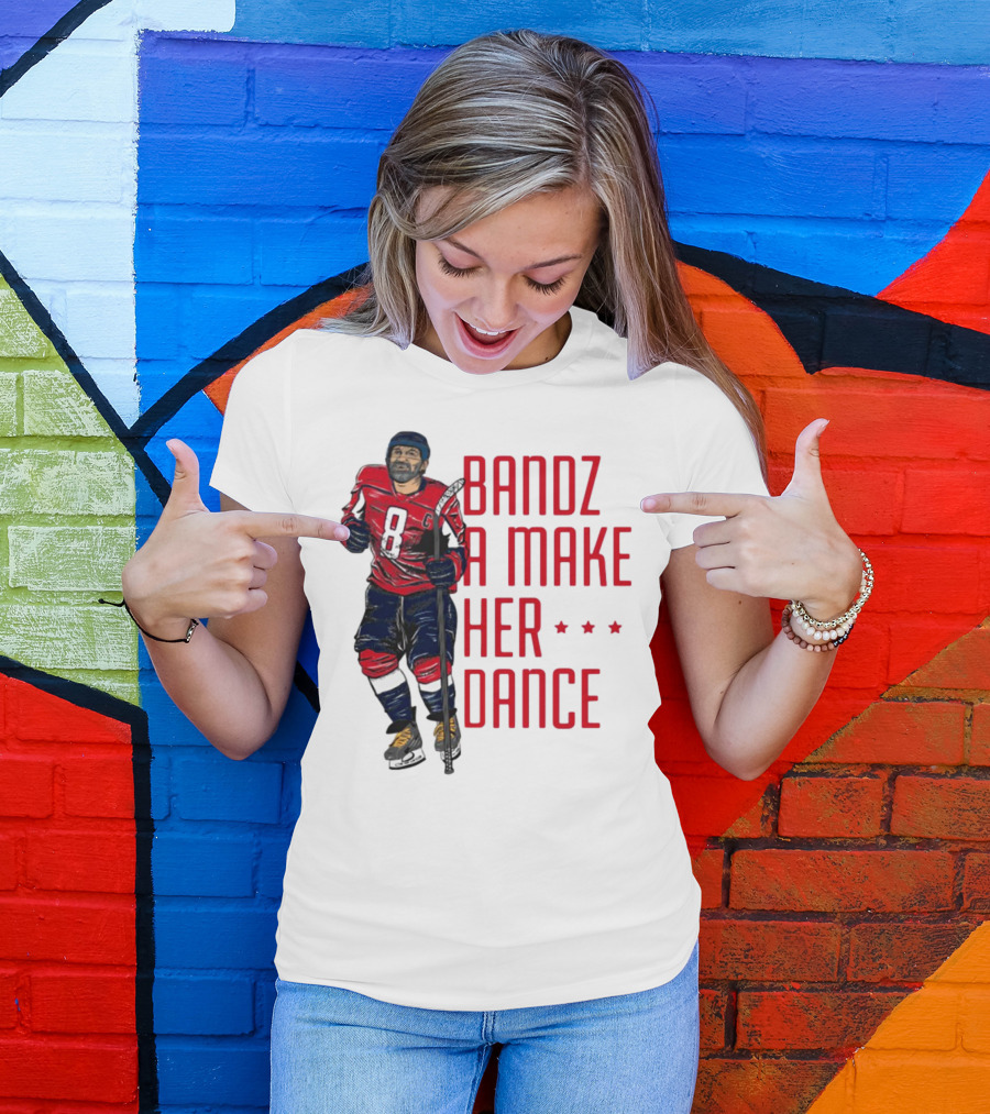 Bandz 8 A Make Her Dance Hockey Player Red Uniform T-Shirt