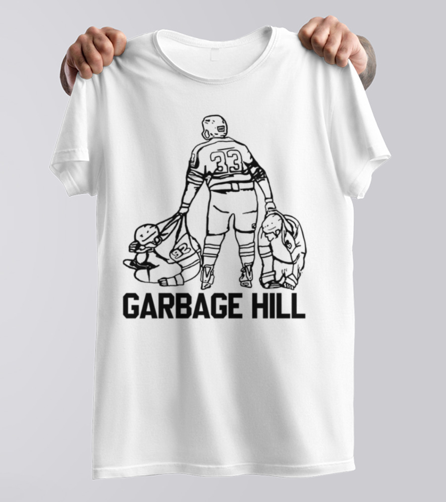 Garbage Hill Hockey Player With Stick And Bag T-Shirt