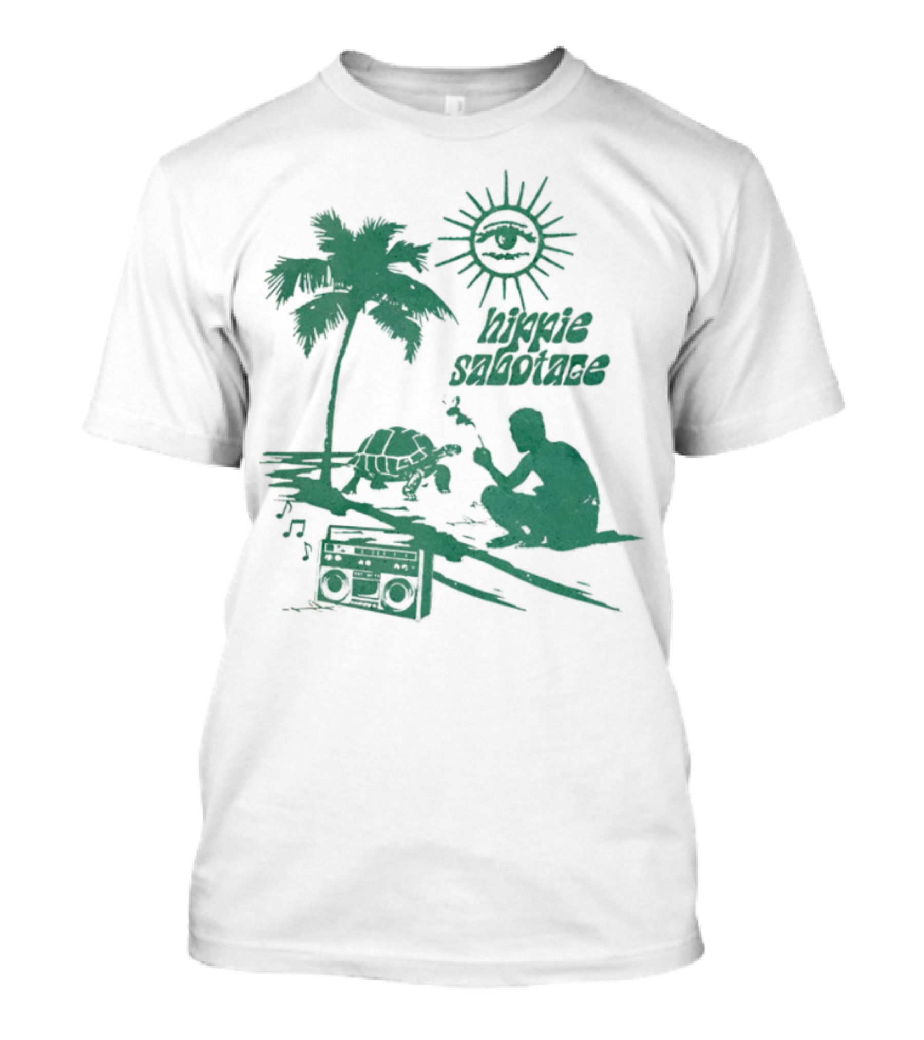 Hippie Sabotage 4-20 Island Sun Palm Turtle Boombox Peaceful Vibes T-Shirt