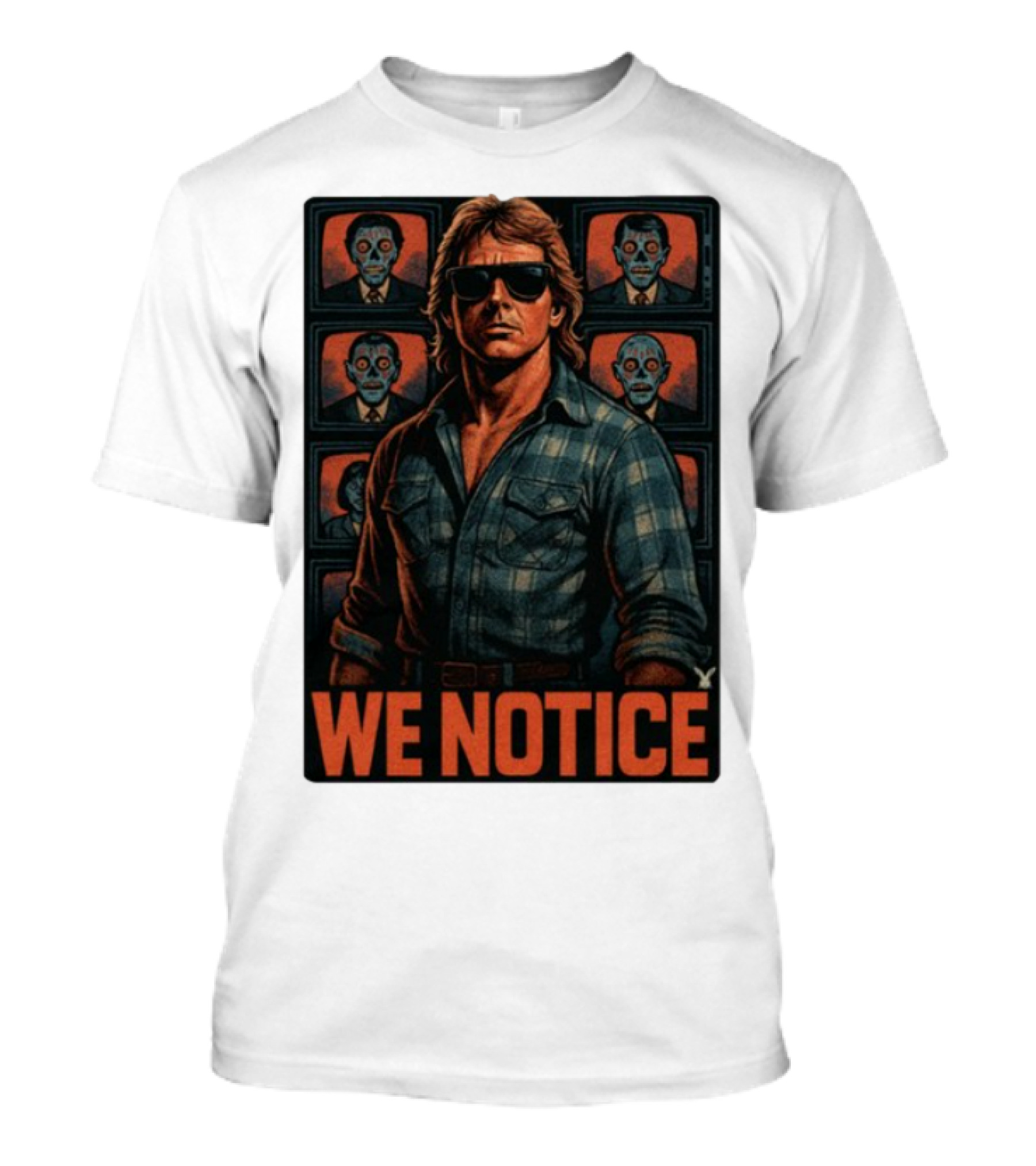 WE NOTICE They Live Parody Jake Shields Style Retro 80s Aesthetic T-Shirt
